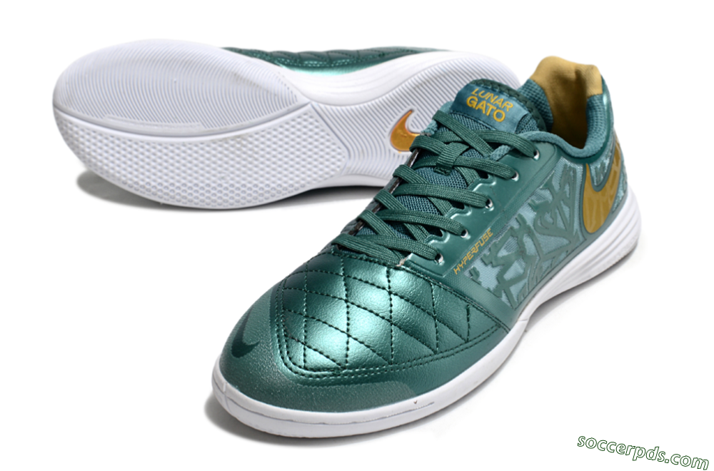 Nike Lunar Gato 2 IC Low-Tops Football Shoes - Green/Yellow/White 3
