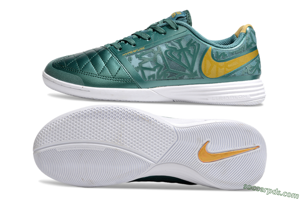 Nike Lunar Gato 2 IC Low-Tops Football Shoes - Green/Yellow/White 0