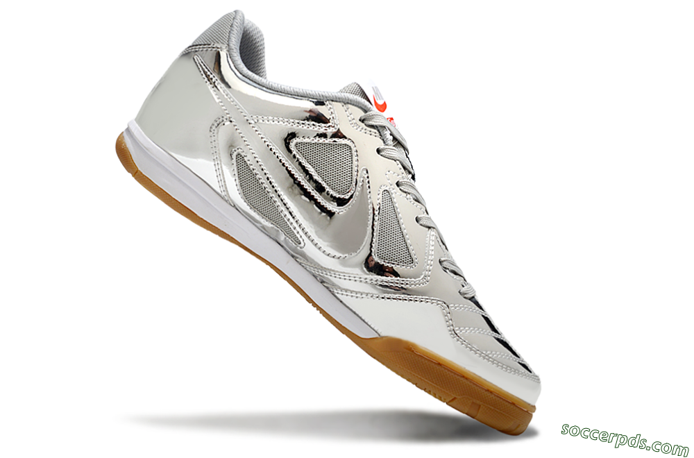 Nike Street Gato IC Low-Tops Football Shoes - Silver/White/Brown 4