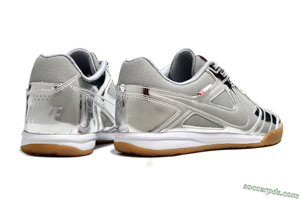 Nike Street Gato IC Low-Tops Football Shoes - Silver/White/Brown 6