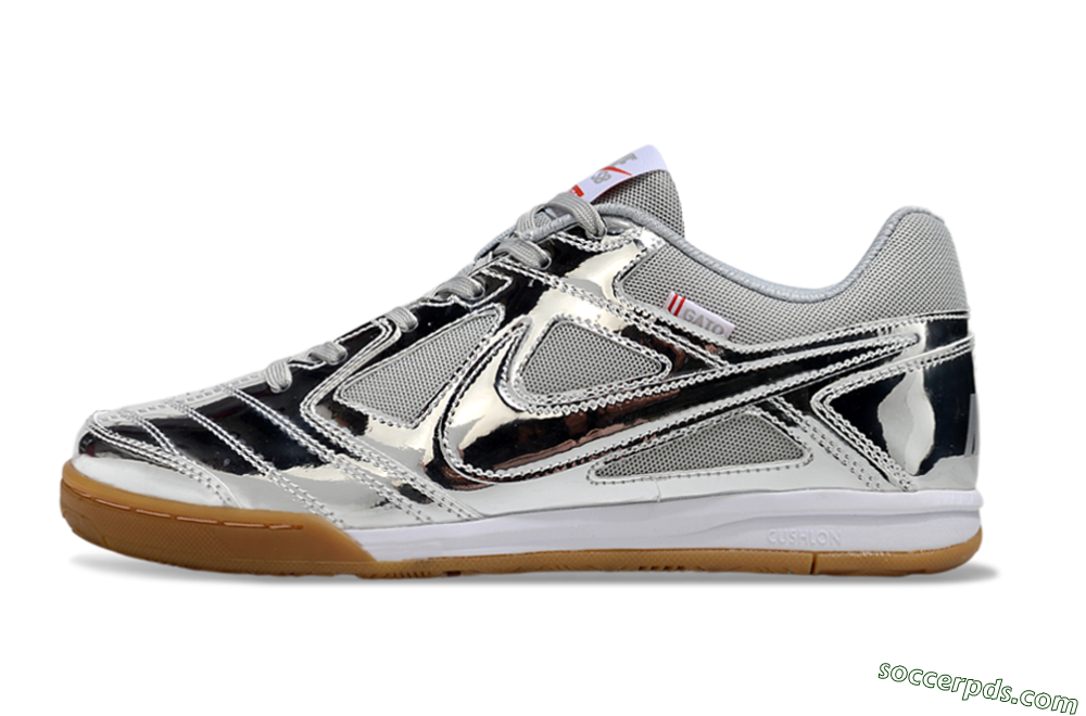 Nike Street Gato IC Low-Tops Football Shoes - Silver/White/Brown 2