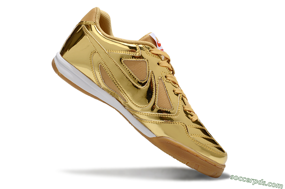 Nike Street Gato IC Low-Tops Football Shoes - Gold/White/Brown 4