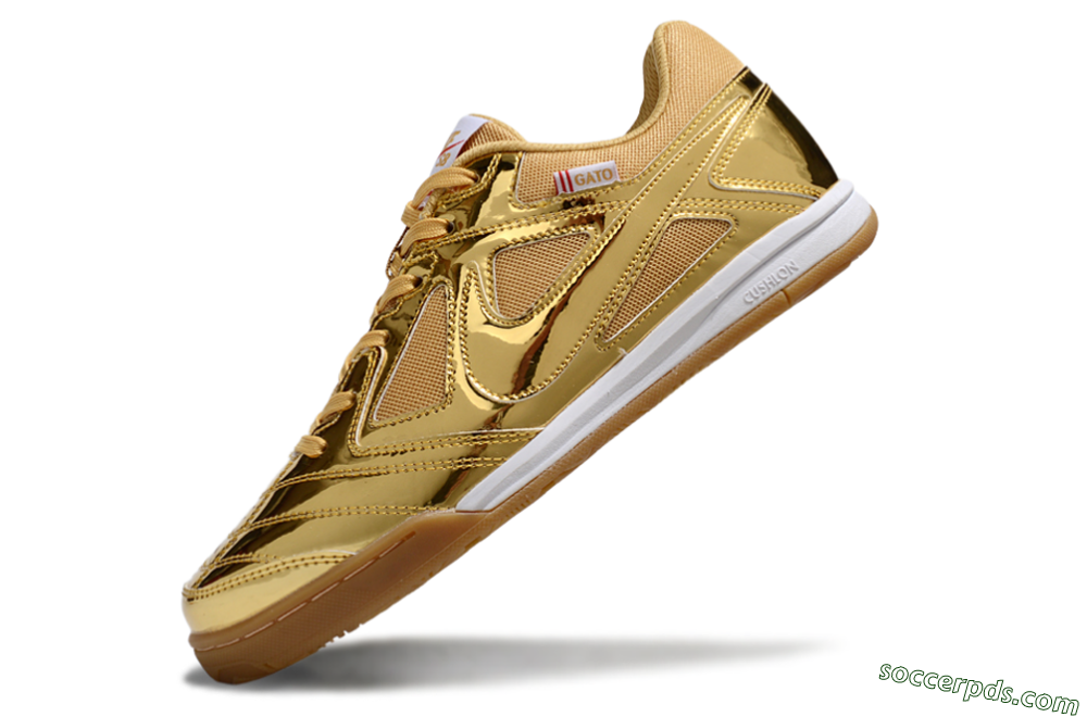 Nike Street Gato IC Low-Tops Football Shoes - Gold/White/Brown 5