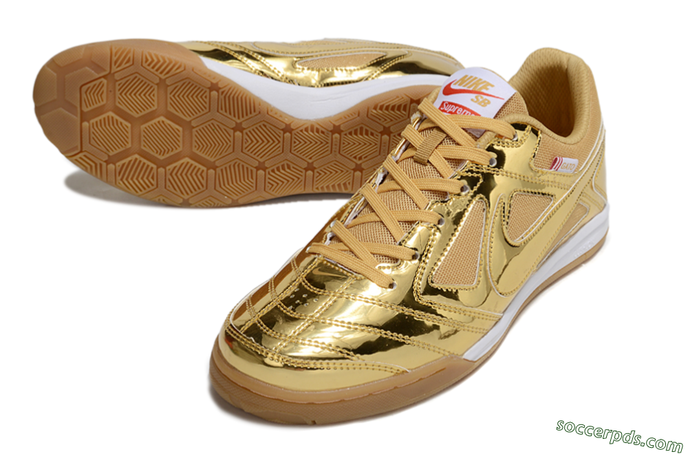 Nike Street Gato IC Low-Tops Football Shoes - Gold/White/Brown 3