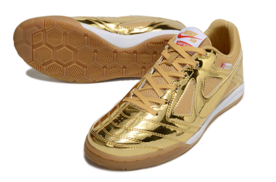 Nike Street Gato IC Low-Tops Football Shoes - Gold/White/Brown