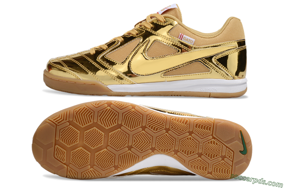 Nike Street Gato IC Low-Tops Football Shoes - Gold/White/Brown 0