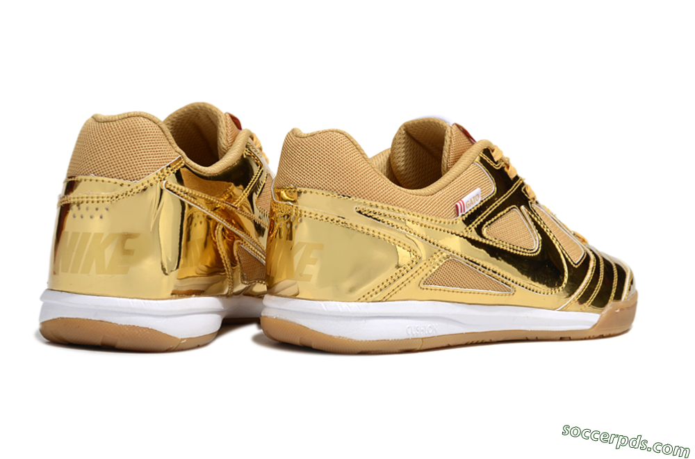 Nike Street Gato IC Low-Tops Football Shoes - Gold/White/Brown 6