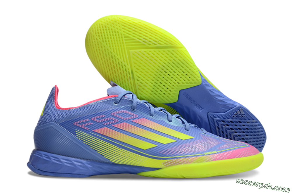 Adidas F50 Pro IC Low-Tops Football Shoes - Blue/Yellow/Pink 1