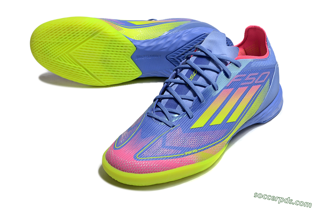 Adidas F50 Pro IC Low-Tops Football Shoes - Blue/Yellow/Pink 3