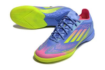 Adidas F50 Pro IC Low-Tops Football Shoes - Blue/Yellow/Pink