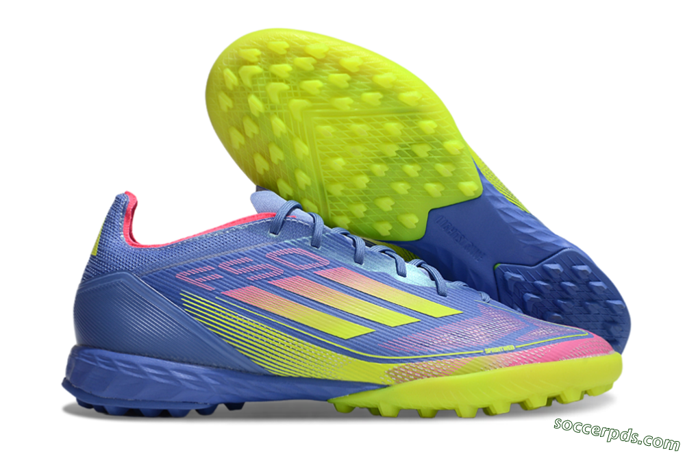Adidas F50 Pro TF Low-Tops Football Shoes - Blue/Yellow/Pink 1