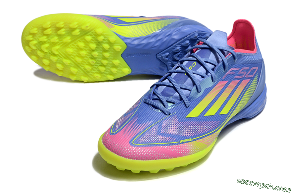 Adidas F50 Pro TF Low-Tops Football Shoes - Blue/Yellow/Pink 3