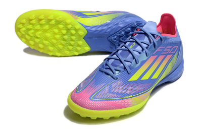 Adidas F50 Pro TF Low-Tops Football Shoes - Blue/Yellow/Pink