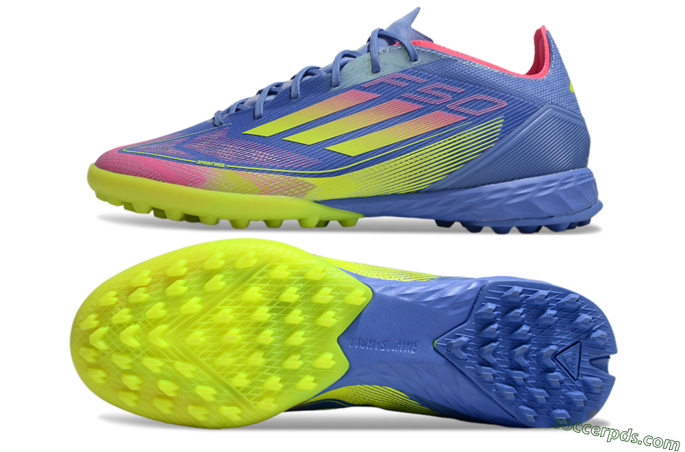Adidas F50 Pro TF Low-Tops Football Shoes - Blue/Yellow/Pink 0