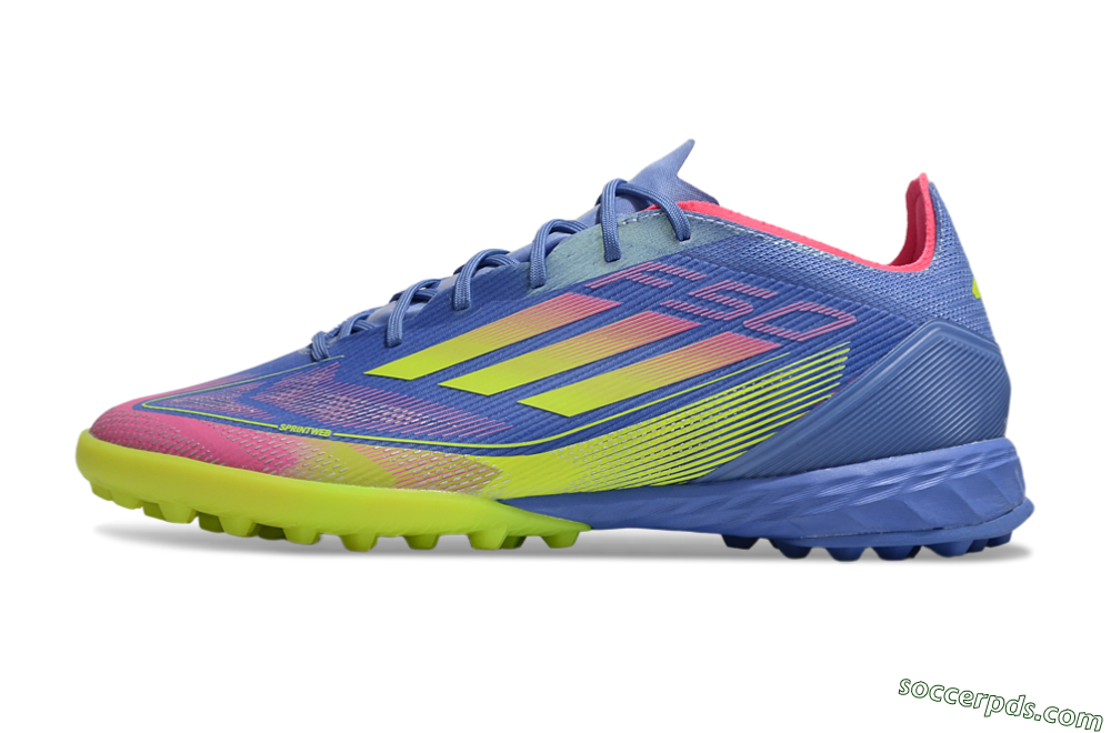 Adidas F50 Pro TF Low-Tops Football Shoes - Blue/Yellow/Pink 2