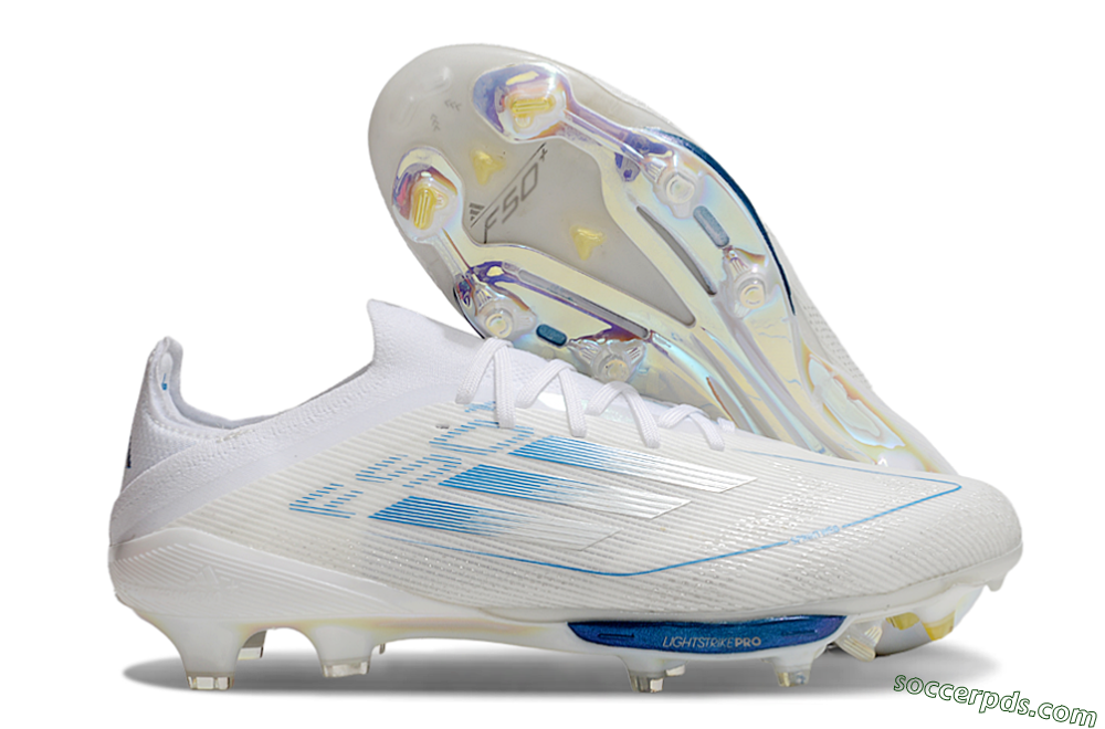 Adidas F50+ Elite Lightstrike Pro FG Low-Tops Football Boots - Beige/White/Blue 1