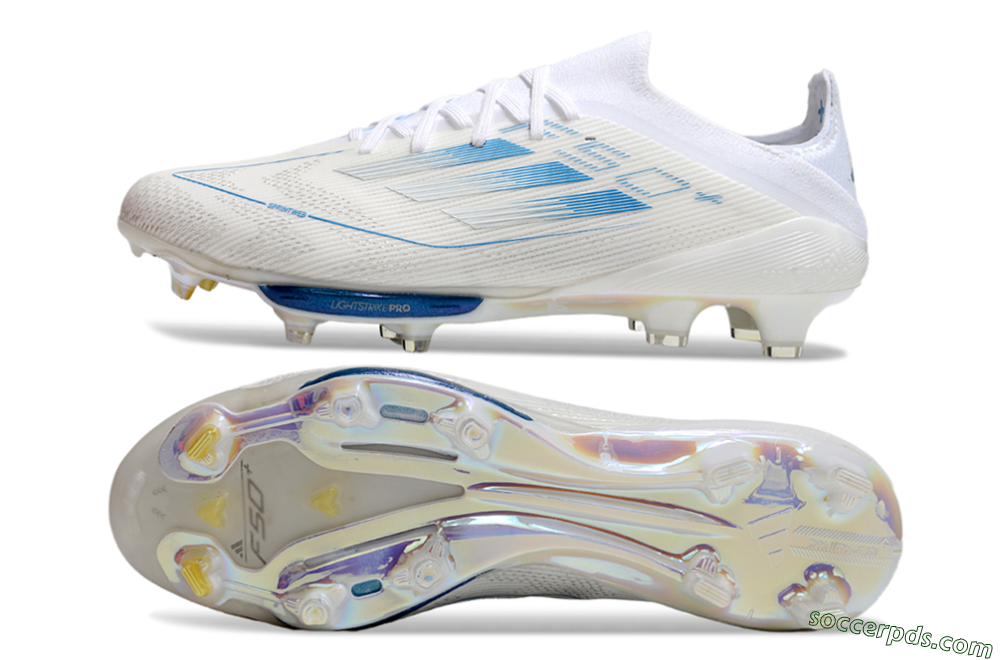 Adidas F50+ Elite Lightstrike Pro FG Low-Tops Football Boots - Beige/White/Blue 0