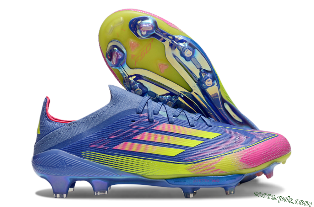 Adidas F50+ Elite Lightstrike Pro FG Low-Tops Football Boots - Blue/Yellow/Pink 1
