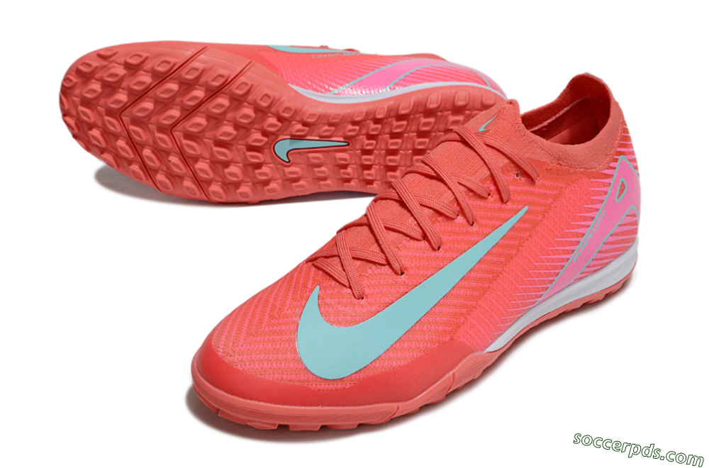 Nike Air Zoom Mercurial Vapor 16 Elite TF Low-Tops Football Shoes - Red/Jade/Pink 3