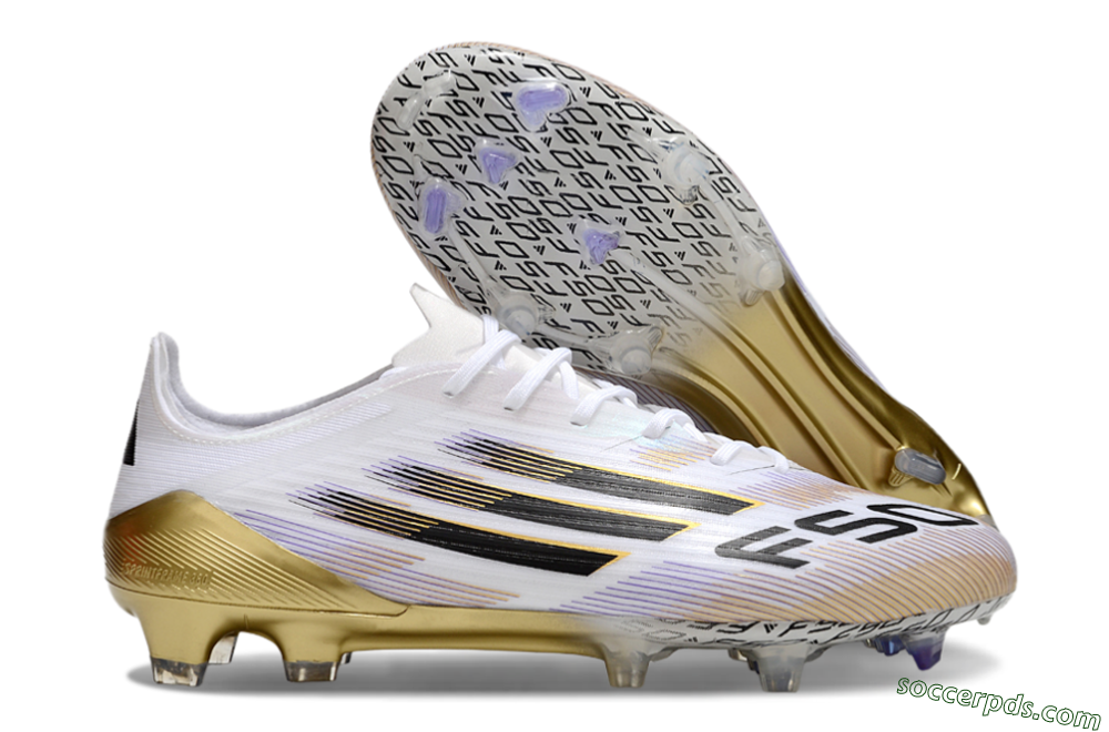 Adidas F50 Elite FG Low-Tops Football Boots - White/Black/Gold 1
