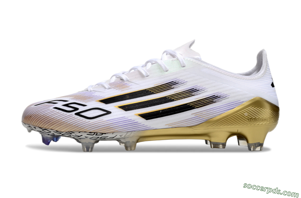 Adidas F50 Elite FG Low-Tops Football Boots - White/Black/Gold 2