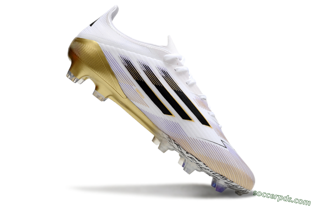 Adidas F50 Elite FG Low-Tops Football Boots - White/Black/Gold 4