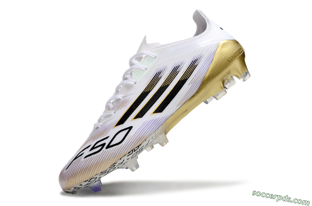 Adidas F50 Elite FG Low-Tops Football Boots - White/Black/Gold 5