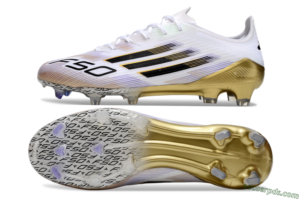 Adidas F50 Elite FG Low-Tops Football Boots - White/Black/Gold 0