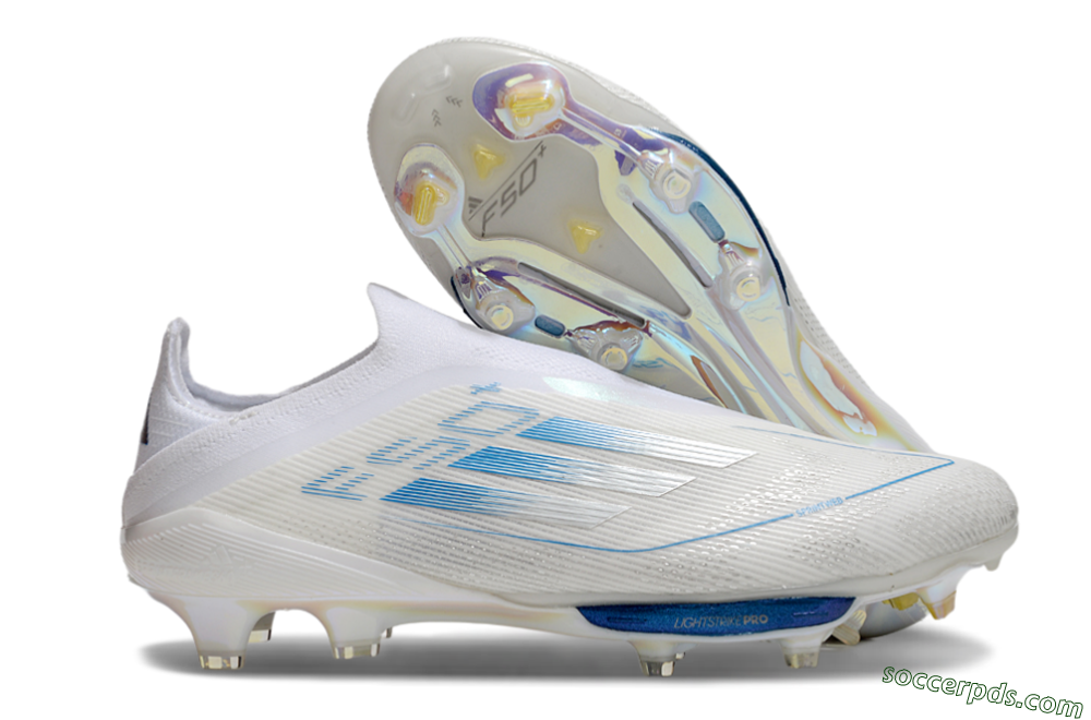 Adidas F50+ Elite Lightstrike Pro FG Low-Tops Football Boots - Beige/White/Blue 1