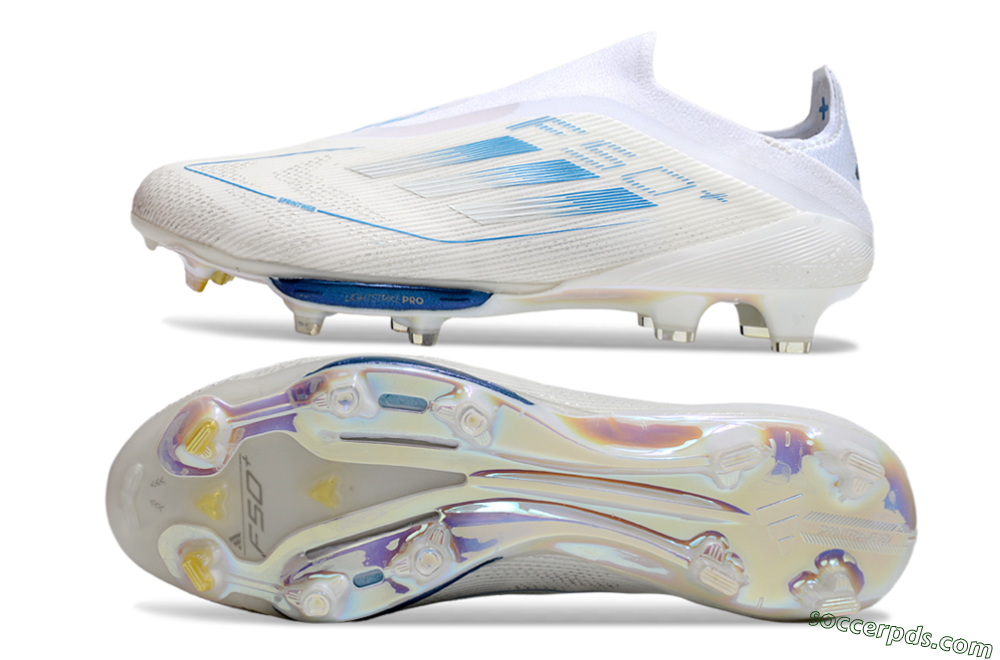Adidas F50+ Elite Lightstrike Pro FG Low-Tops Football Boots - Beige/White/Blue 0