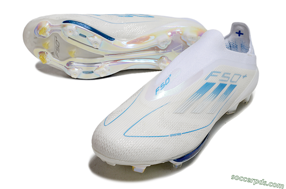 Adidas F50+ Elite Lightstrike Pro FG Low-Tops Football Boots - Beige/White/Blue 3