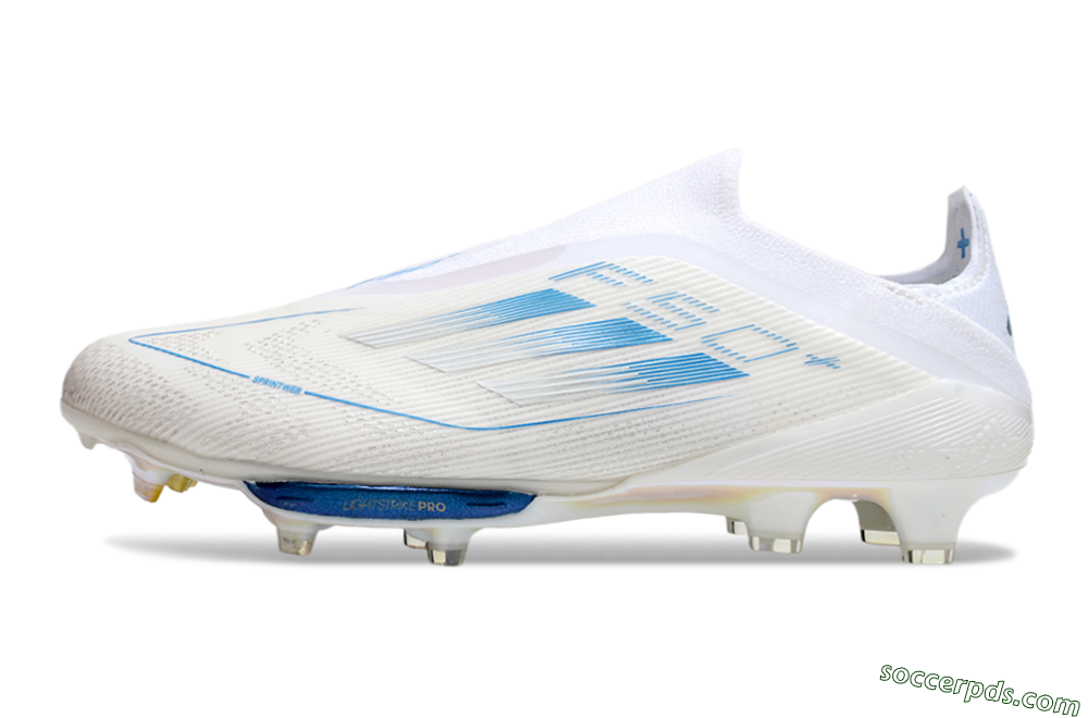 Adidas F50+ Elite Lightstrike Pro FG Low-Tops Football Boots - Beige/White/Blue 2