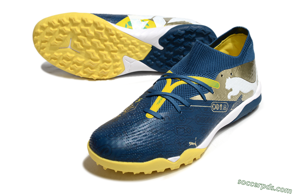 Puma Future 7 Ultimate TF Low-Tops Football Shoes - Blue/White/Gold 3