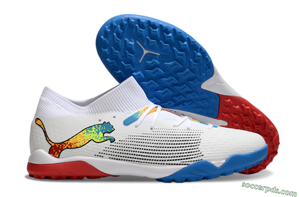 Puma Future 7 Ultimate TF Low-Tops Football Shoes - White/Yellow/Red/Blue 1