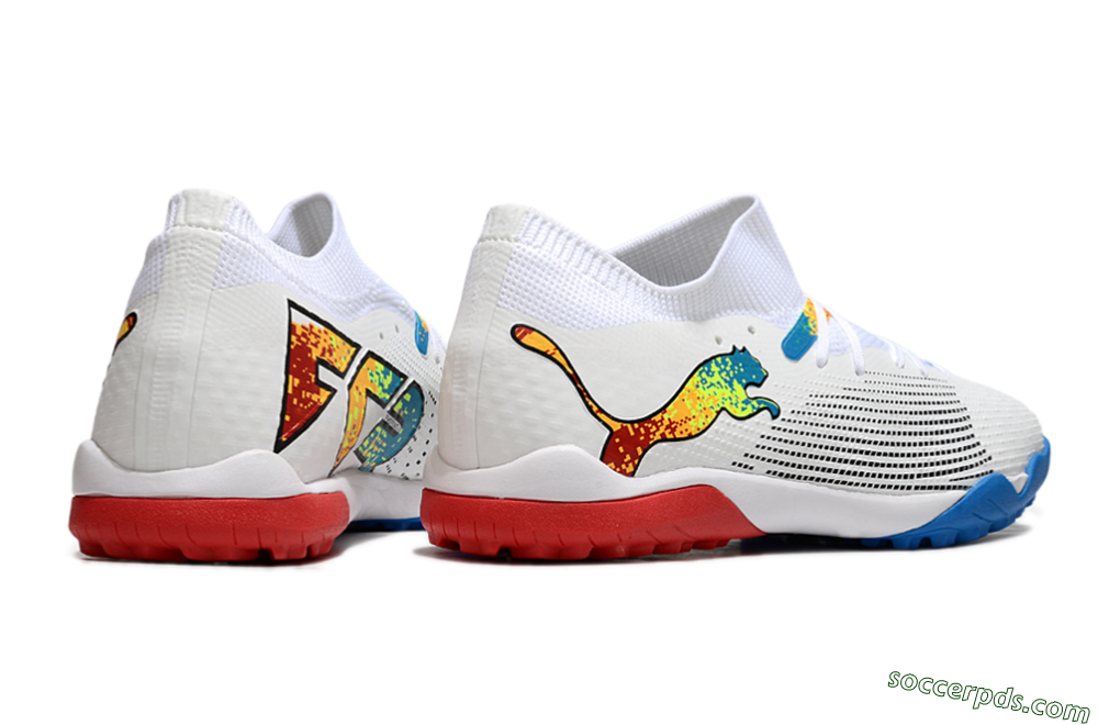 Puma Future 7 Ultimate TF Low-Tops Football Shoes - White/Yellow/Red/Blue 6