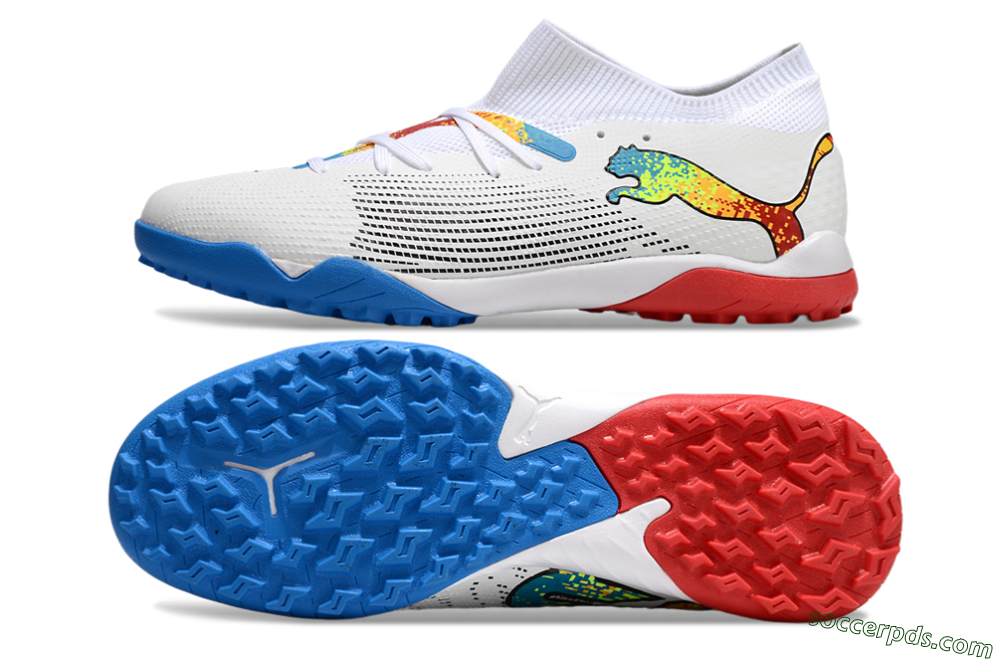 Puma Future 7 Ultimate TF Low-Tops Football Shoes - White/Yellow/Red/Blue 0