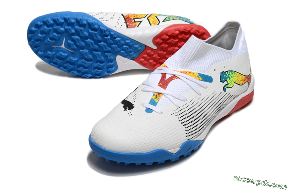 Puma Future 7 Ultimate TF Low-Tops Football Shoes - White/Yellow/Red/Blue 3