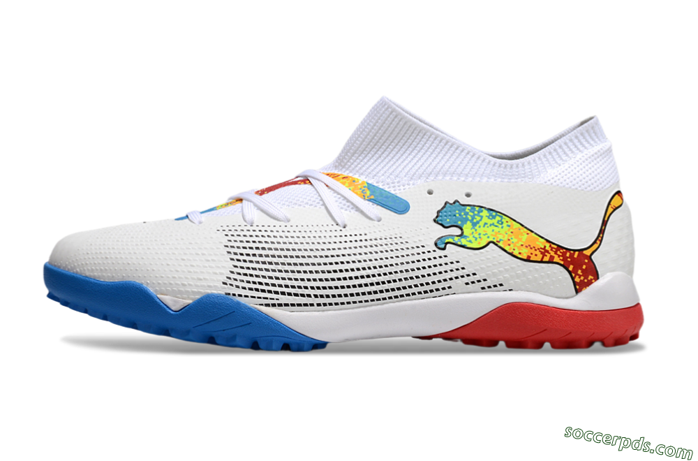 Puma Future 7 Ultimate TF Low-Tops Football Shoes - White/Yellow/Red/Blue 2