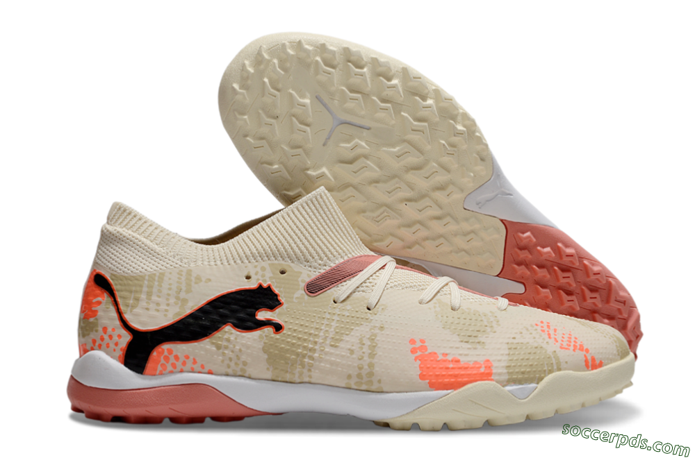 Puma Future 7 Ultimate TF Low-Tops Football Shoes - Beige/Black/Red 1