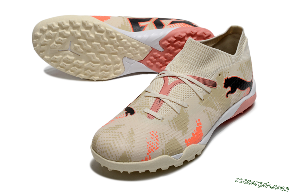 Puma Future 7 Ultimate TF Low-Tops Football Shoes - Beige/Black/Red 3