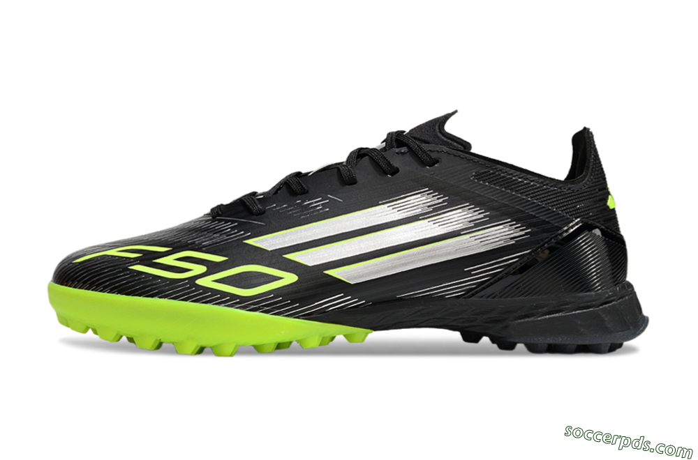 Adidas F50 Pro TF Low-Tops Football Shoes - Black/Yellow/Silver 2