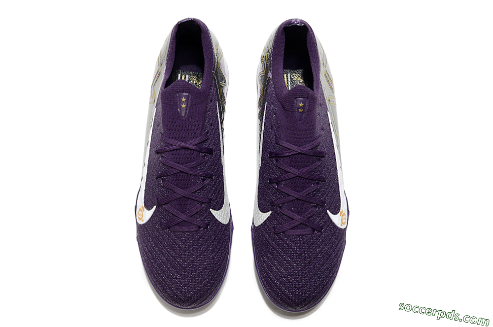 Nike Air Zoom Mercurial Vapor 16 Elite TF Low-Tops Football Shoes - Purple/White/Gold 4
