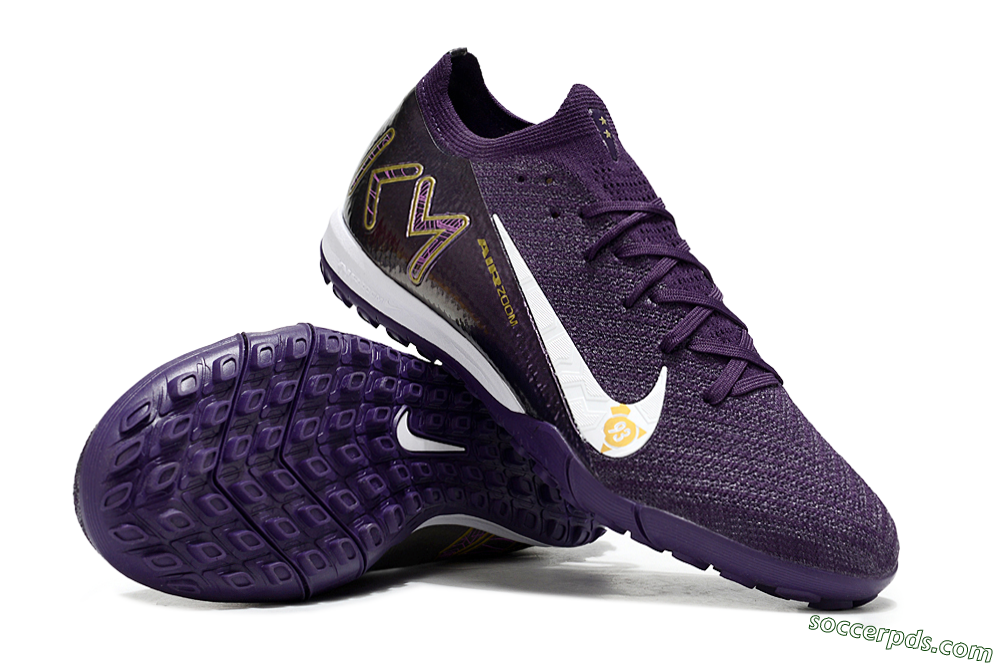 Nike Air Zoom Mercurial Vapor 16 Elite TF Low-Tops Football Shoes - Purple/White/Gold 3