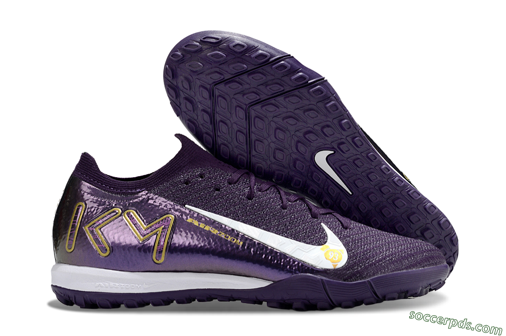 Nike Air Zoom Mercurial Vapor 16 Elite TF Low-Tops Football Shoes - Purple/White/Gold 1