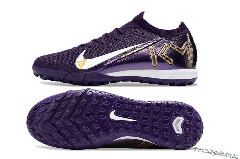 Nike Air Zoom Mercurial Vapor 16 Elite TF Low-Tops Football Shoes - Purple/White/Gold 0