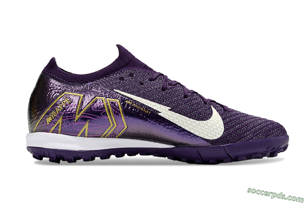 Nike Air Zoom Mercurial Vapor 16 Elite TF Low-Tops Football Shoes - Purple/White/Gold 7