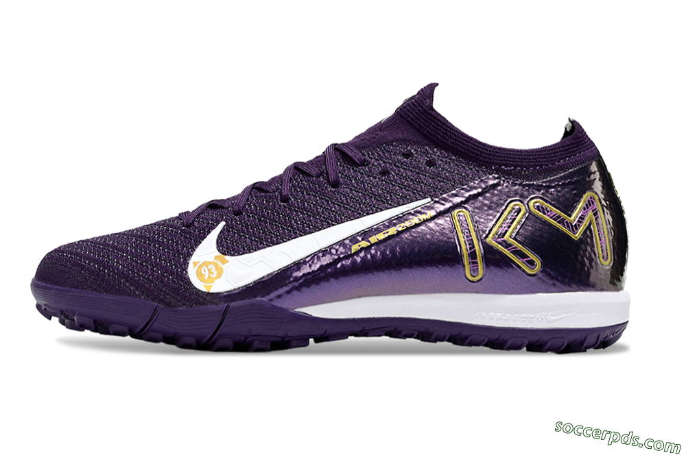 Nike Air Zoom Mercurial Vapor 16 Elite TF Low-Tops Football Shoes - Purple/White/Gold 2
