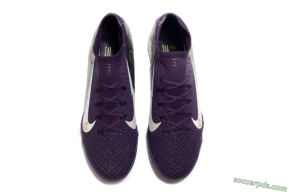 Nike Air Zoom Mercurial Superfly 10 Elite TF High-Tops Football Shoes - Purple/White/Gold 4