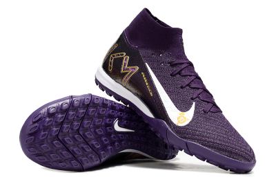 Nike Air Zoom Mercurial Superfly 10 Elite TF High-Tops Football Shoes - Purple/White/Gold