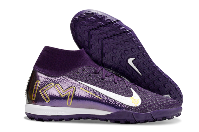 Nike Air Zoom Mercurial Superfly 10 Elite TF High-Tops Football Shoes - Purple/White/Gold
